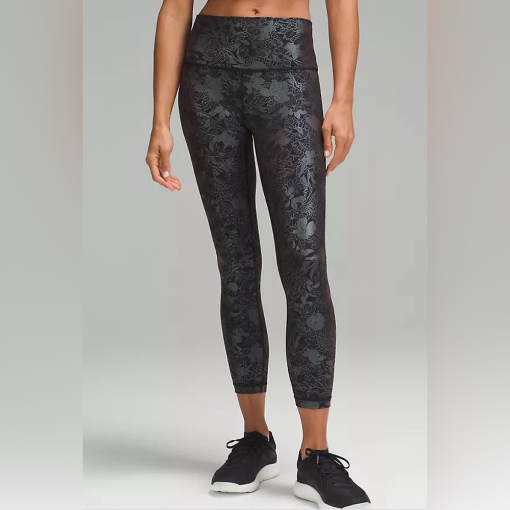 Lululemon Wunder Under High- Rise Tight 25” *Shine 
black iridescent foil sz 4